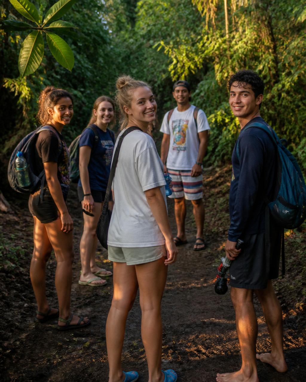 Students gathered together in a Costa Rica jungle clearing